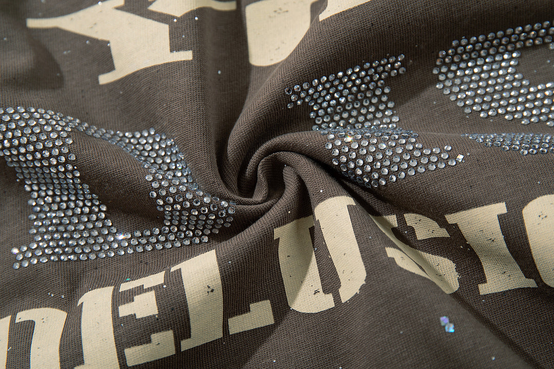 BKYS Washed Portrait Rhinestone Graphic Boxy Streetwear Tee