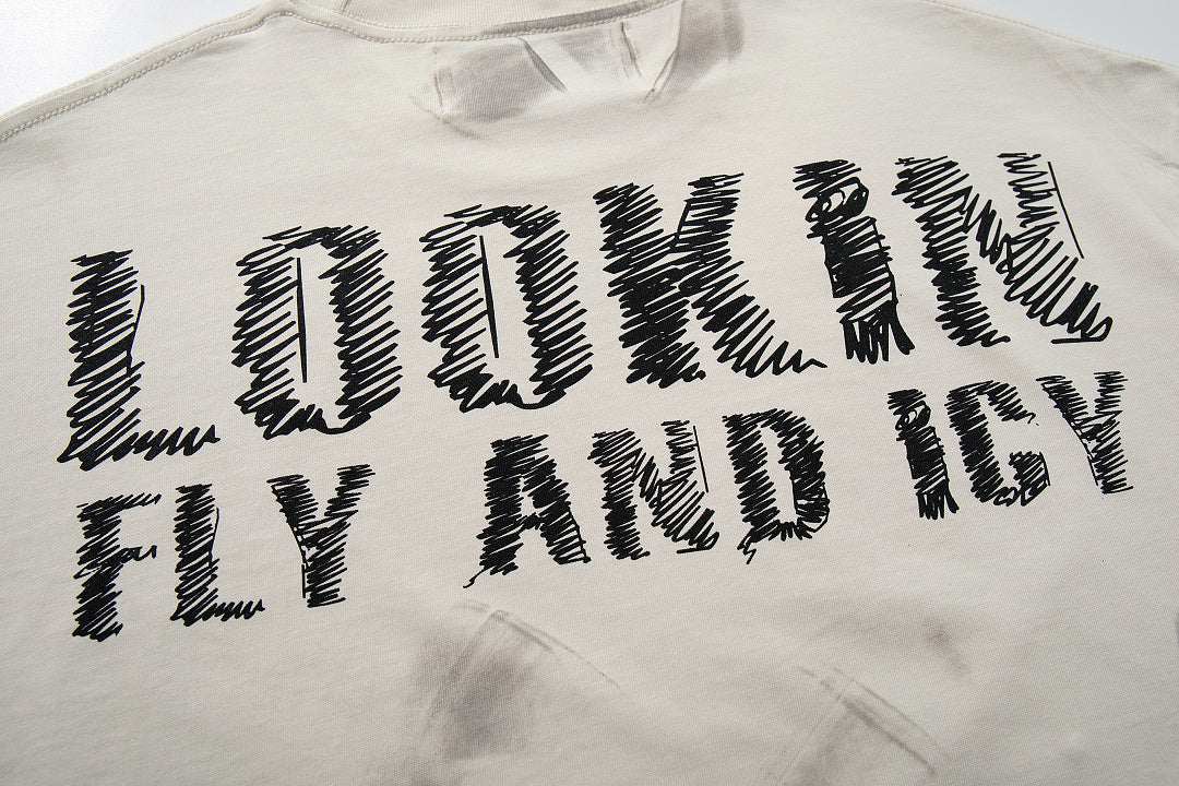 BKYS Distressed Portrait Rhinestone Oversized Vintage Street Tee