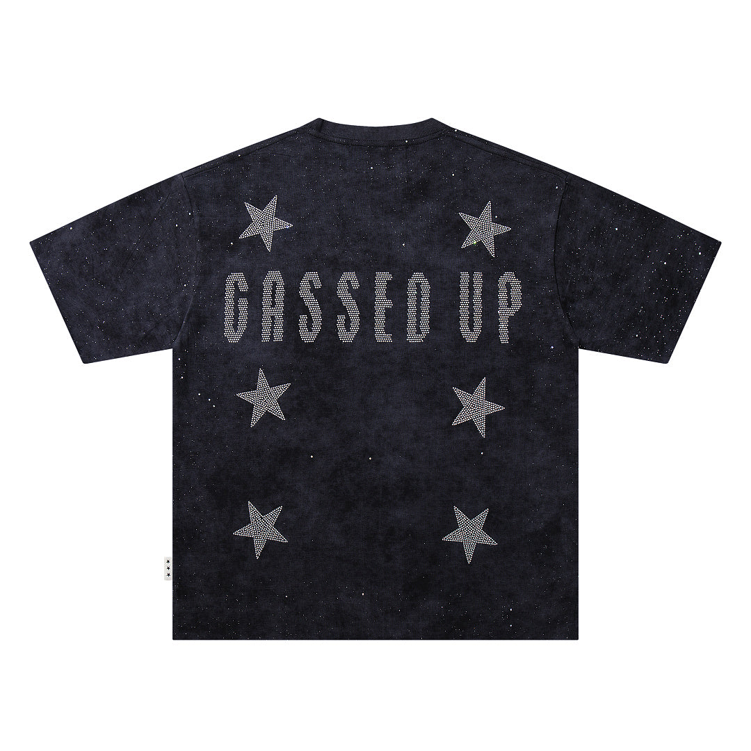 BKYS Star Crystal Portrait Vintage Washed Oversized Tee
