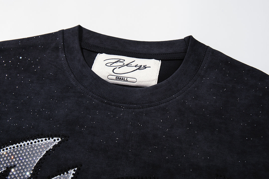 BKYS Star Crystal Portrait Vintage Washed Oversized Tee