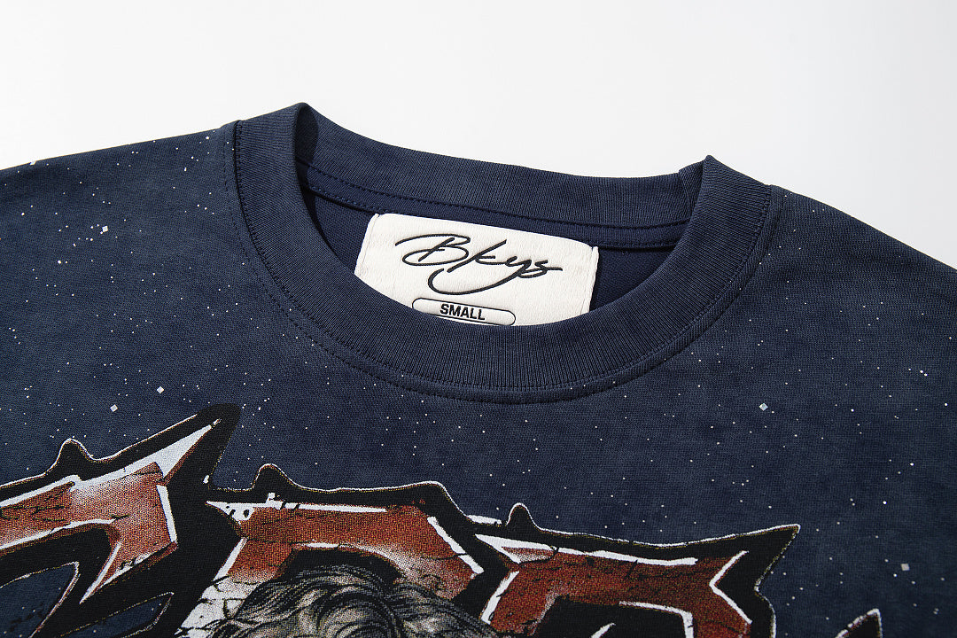 BKYS Urban Vintage Portrait Bling Graphic Oversized Tee