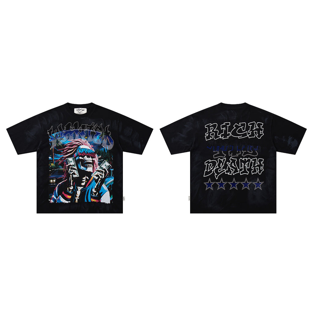 BKYS Vintage Portrait Rhinestone Street Graphic Boxy Tee