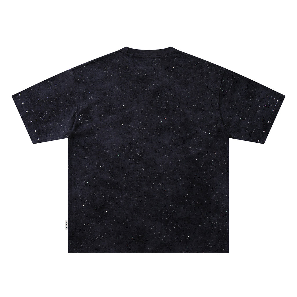 BKYS Vintage Portrait Rhinestone Graphic Loose Streetwear T-Shirt