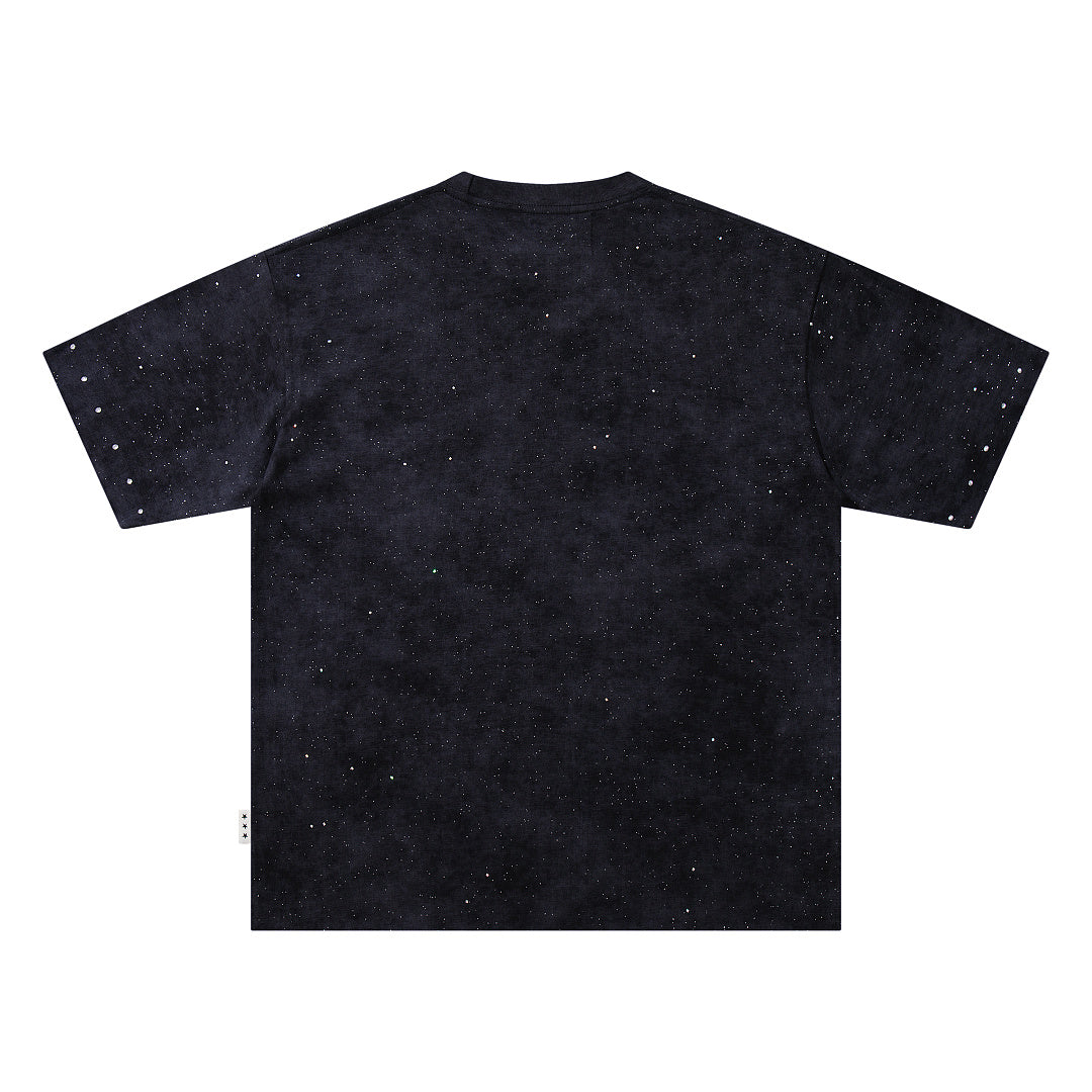 BKYS Vintage Portrait Rhinestone Graphic Loose Streetwear T-Shirt