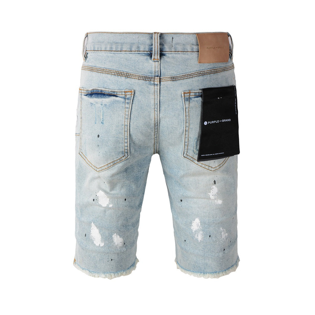 Purple Jeans New Jeans Men Personality Fashion Splash-Ink Vintage Jean Shorts 5006