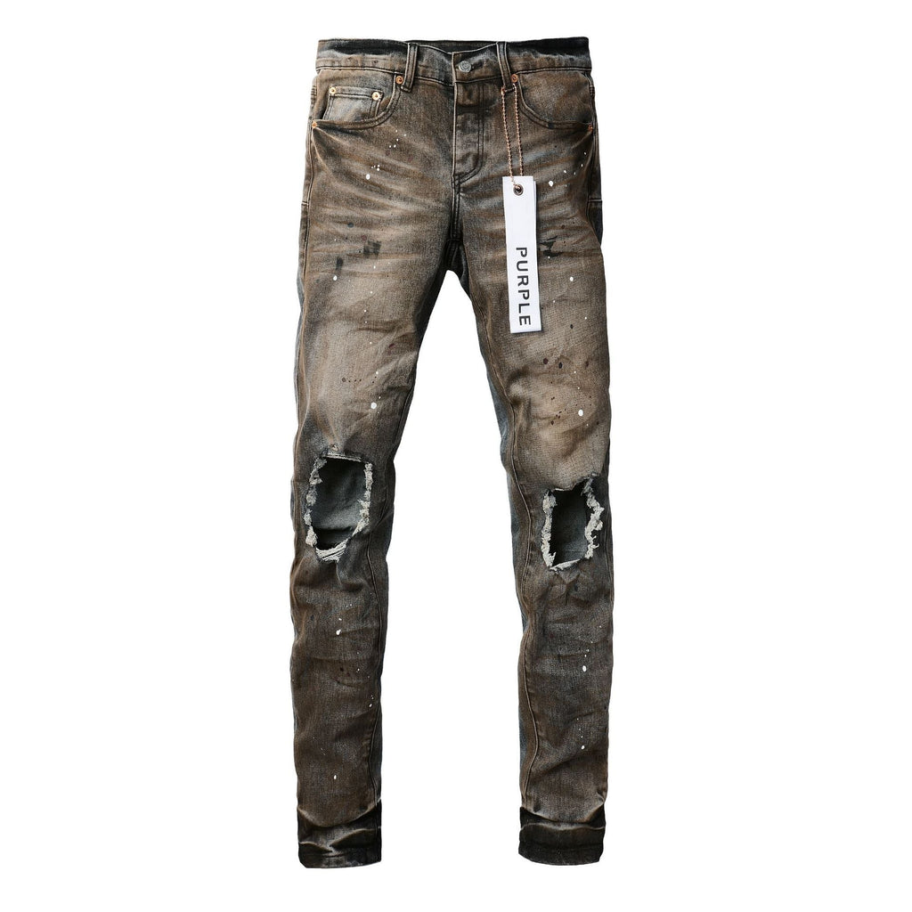 Purple JeansNew High Quality Mens Jeans Designer Jeans Fashion Distressed Ripped Denim Cargo For Men High Street Fashion 9031