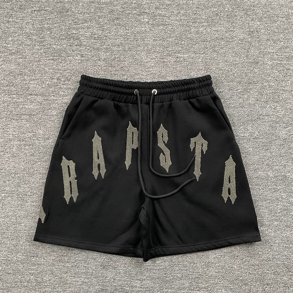 rapstar Loose Embroidered Shorts Black