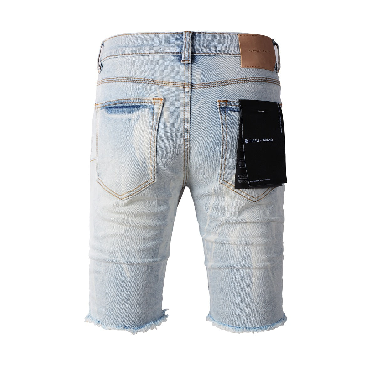 Purple Jeans Trendy Blue Denim Shorts 5017 Featuring Wrinkled Texture and Classic Button Front