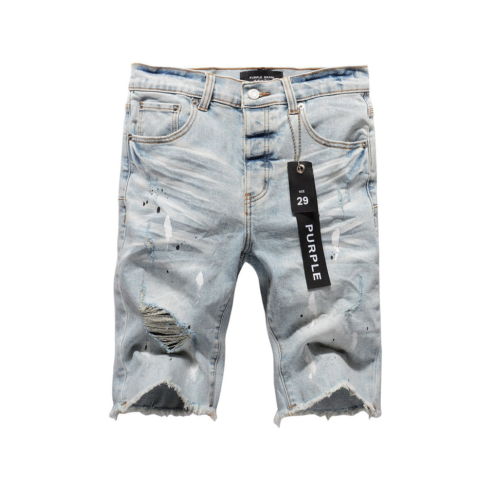 Purple Jeans New Jeans Men Personality Fashion Splash-Ink Vintage Jean Shorts 5006