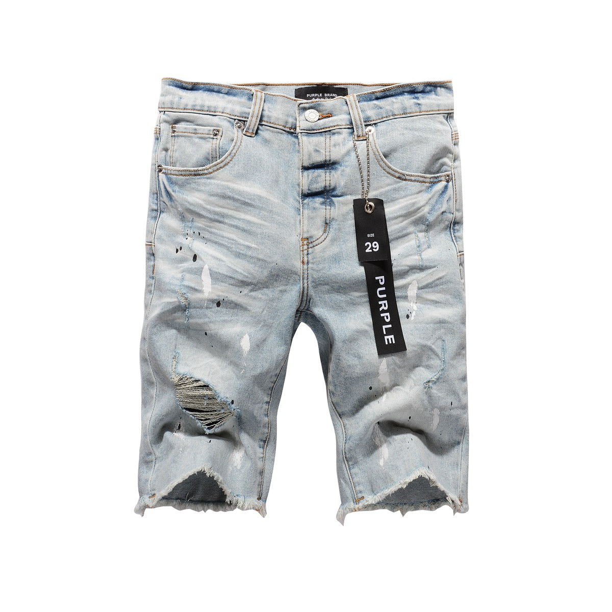 Purple Jeans New Jeans Men Personality Fashion Splash-Ink Vintage Jean Shorts 5006
