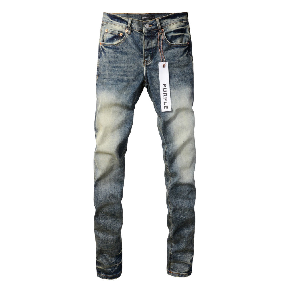 Purple Men Black Jeans Distressed Hole Unique Personality 9042