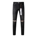 Purple Jeans Black New Mens Personality Fashion Ripped Jeans 9035