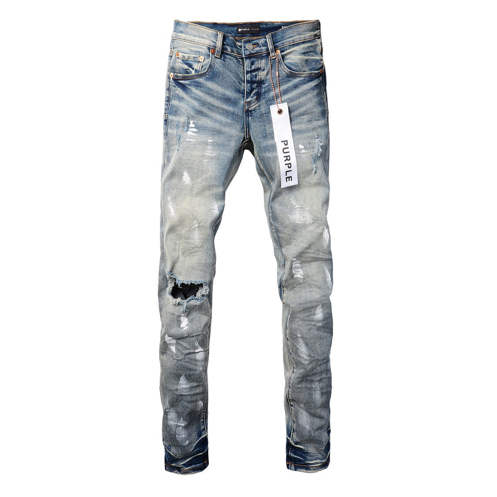 Purple Jeans Designer Women Purple High Street Purple Denim Black Long Mid Pants Hole for Men Purple Jeans 9043