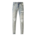 Purple Jeans Vintage Washed Distressed Jeans with a Classic Ripped Design 8601