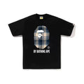 BAPE Style Tartan Plaid Big Ape Head Short-Sleeve Tee - Black/Blue