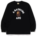 BAPE Style Collegiate Arc Logo & Ape Head Long-Sleeve Tee - Black