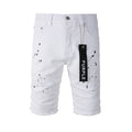 Purple jeans The New Jeans Mens Personality Trend Fashion Hole White Jean Shorts 5021