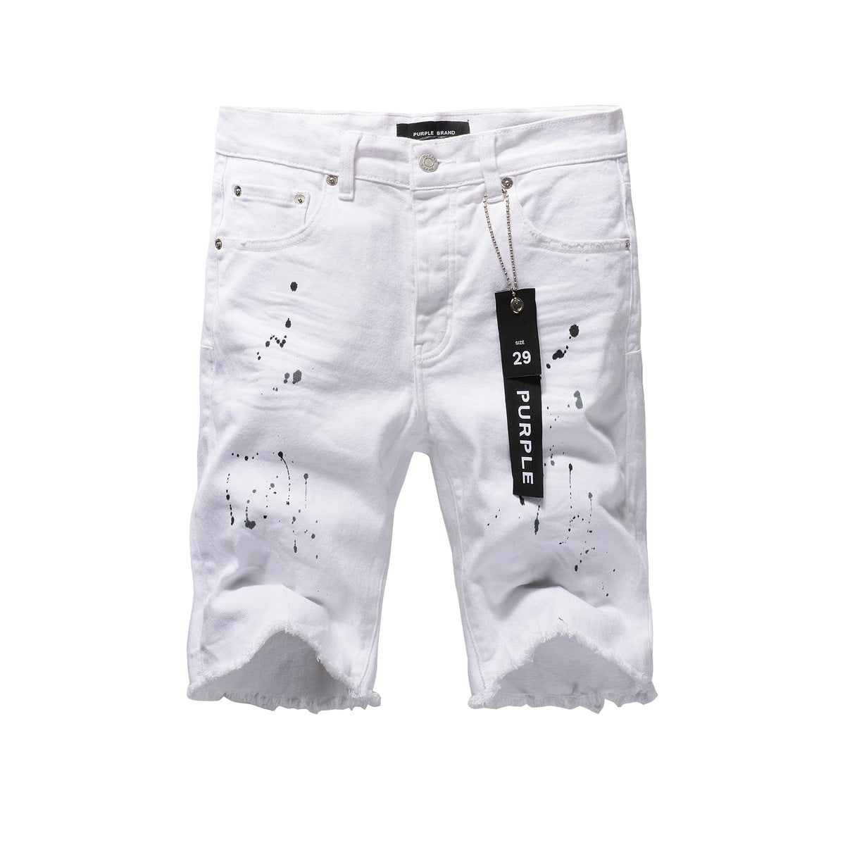 Purple jeans The New Jeans Mens Personality Trend Fashion Hole White Jean Shorts 5021