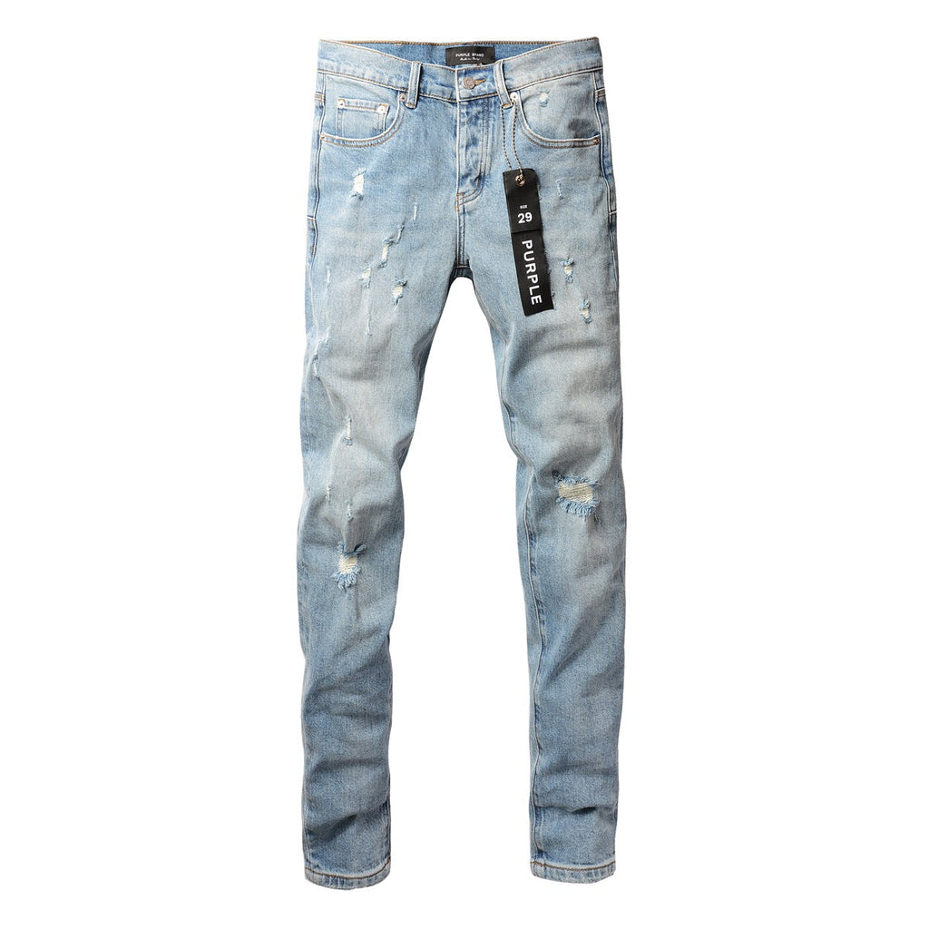 Purple Jeans Fashionable Blue Ripped Jeans 9075 Featuring Distressed Design