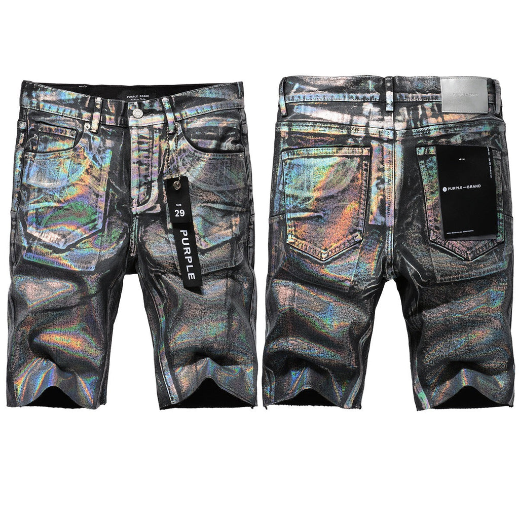 Purple jeans New Jeans Men Personality Trend Fashion Coating Jean Shorts 5028