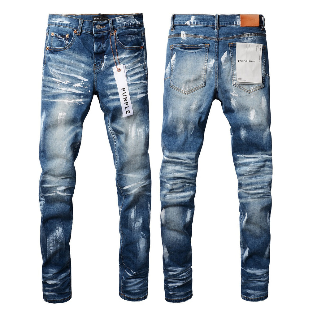 Purple Jeans Mens Jeans Man Jeans Pants Designer Black Skinny Stickers Light Wash Ripped Motorcycle (9062-9051)