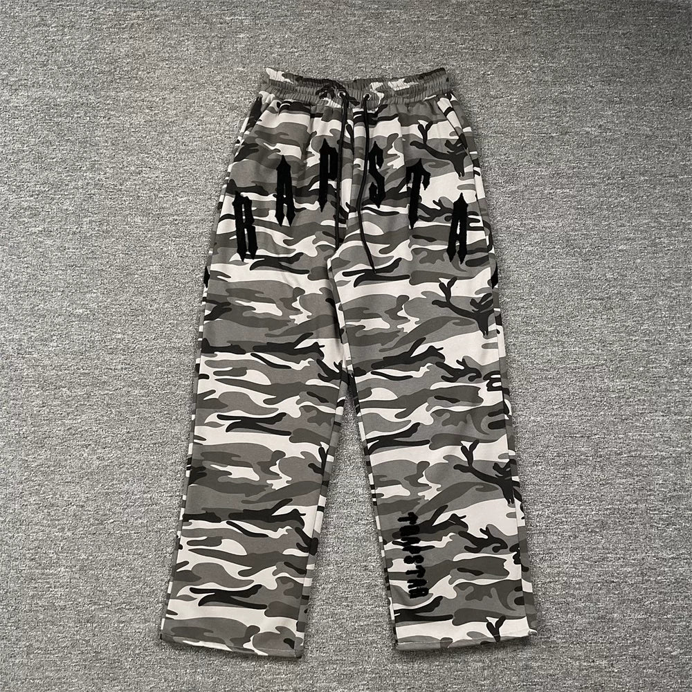 TRAPSTAR Loose Straight Sweatpants Gray camouflage