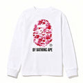 BAPE Style "BY BATHING APE" Camo Ape Head Long-Sleeve Tee - White/Pink