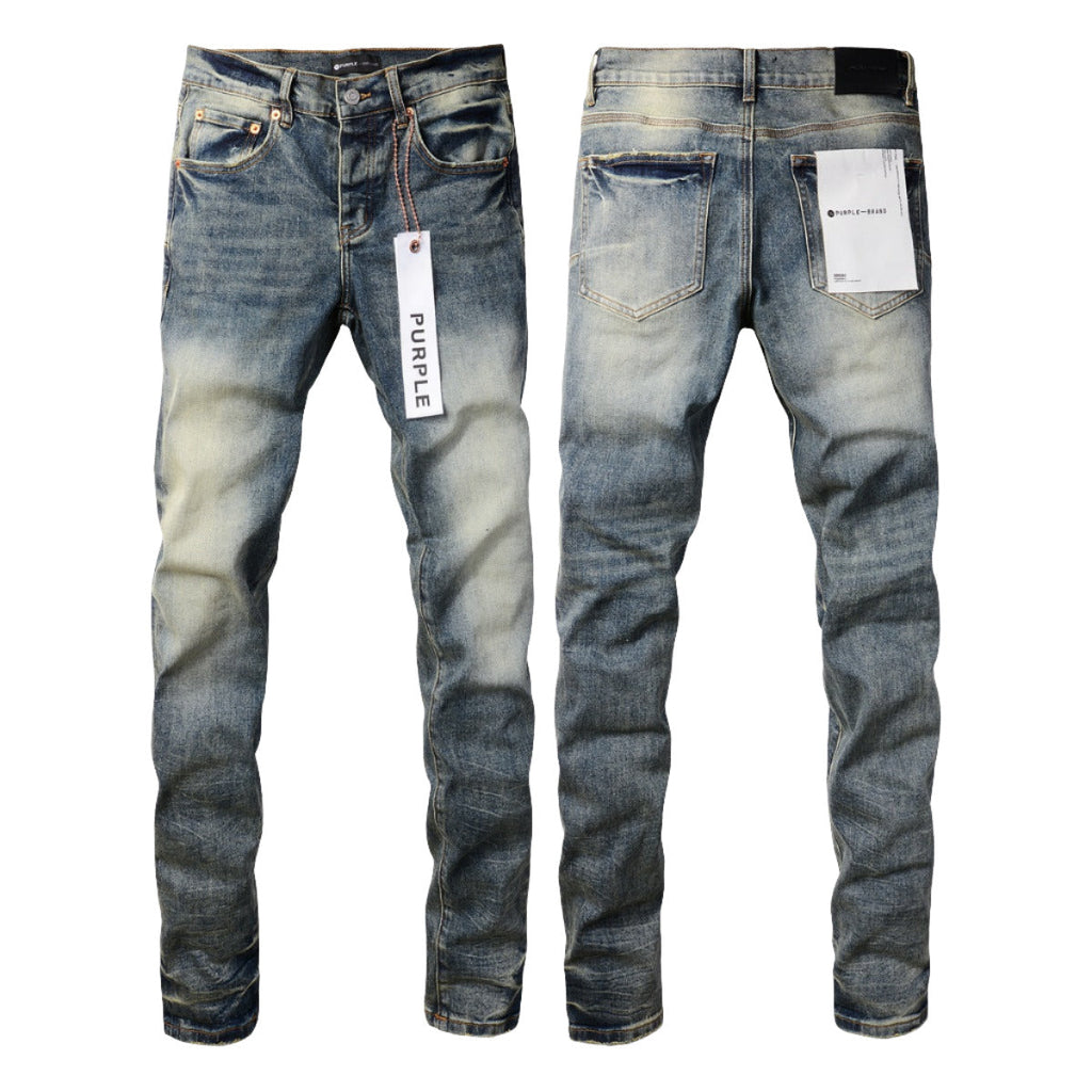 Purple Men Black Jeans Distressed Hole Unique Personality 9042