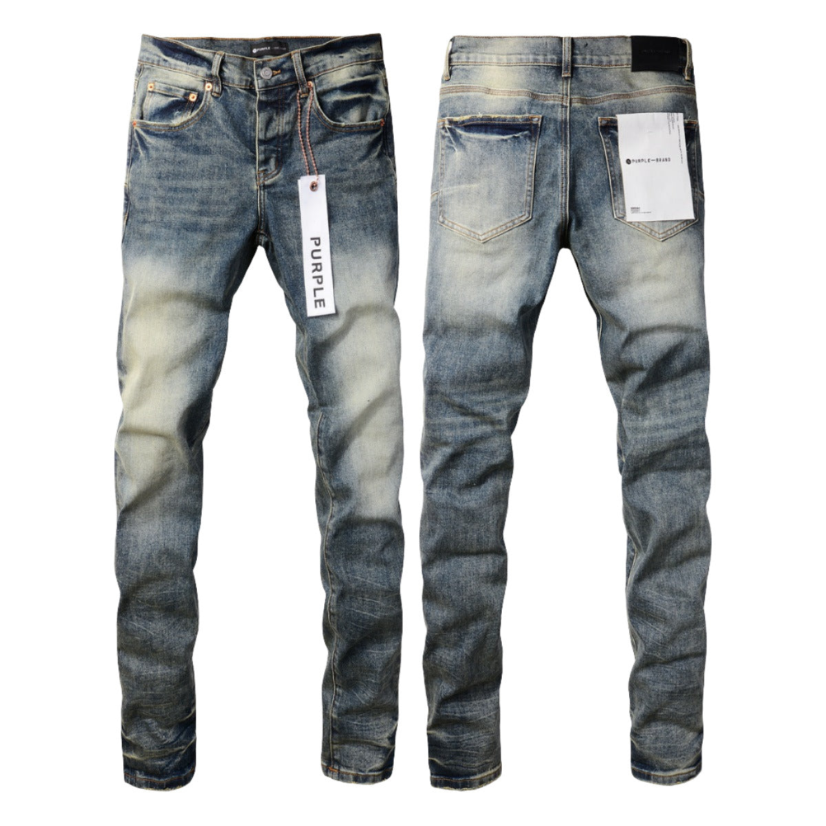Purple Men Black Jeans Distressed Hole Unique Personality 9042