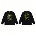 BAPE Style Big Camo Ape Head Long-Sleeve Tee - Black/Green