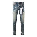 Purple Jeans Fashion Men Black Jeans Distressed Hole Unique Personality 9060