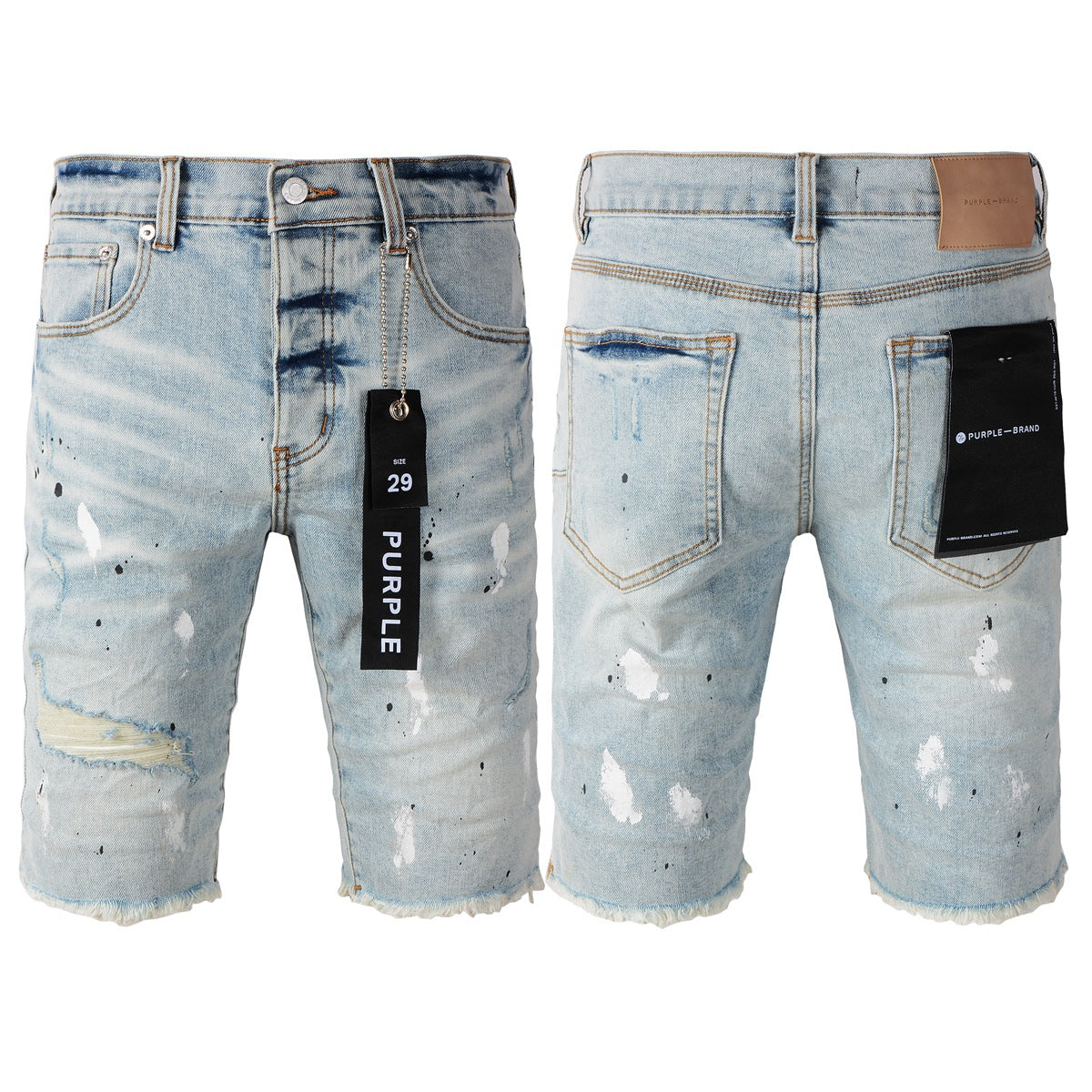 Purple Jeans New Jeans Men Personality Fashion Splash-Ink Vintage Jean Shorts 5006