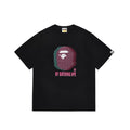 BAPE Style Glitch Colorblock Ape Head Short-Sleeve Tee - Black