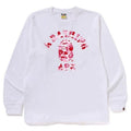 BAPE Style Arch Logo Camo Ape Head Long-Sleeve Tee - White/Pink