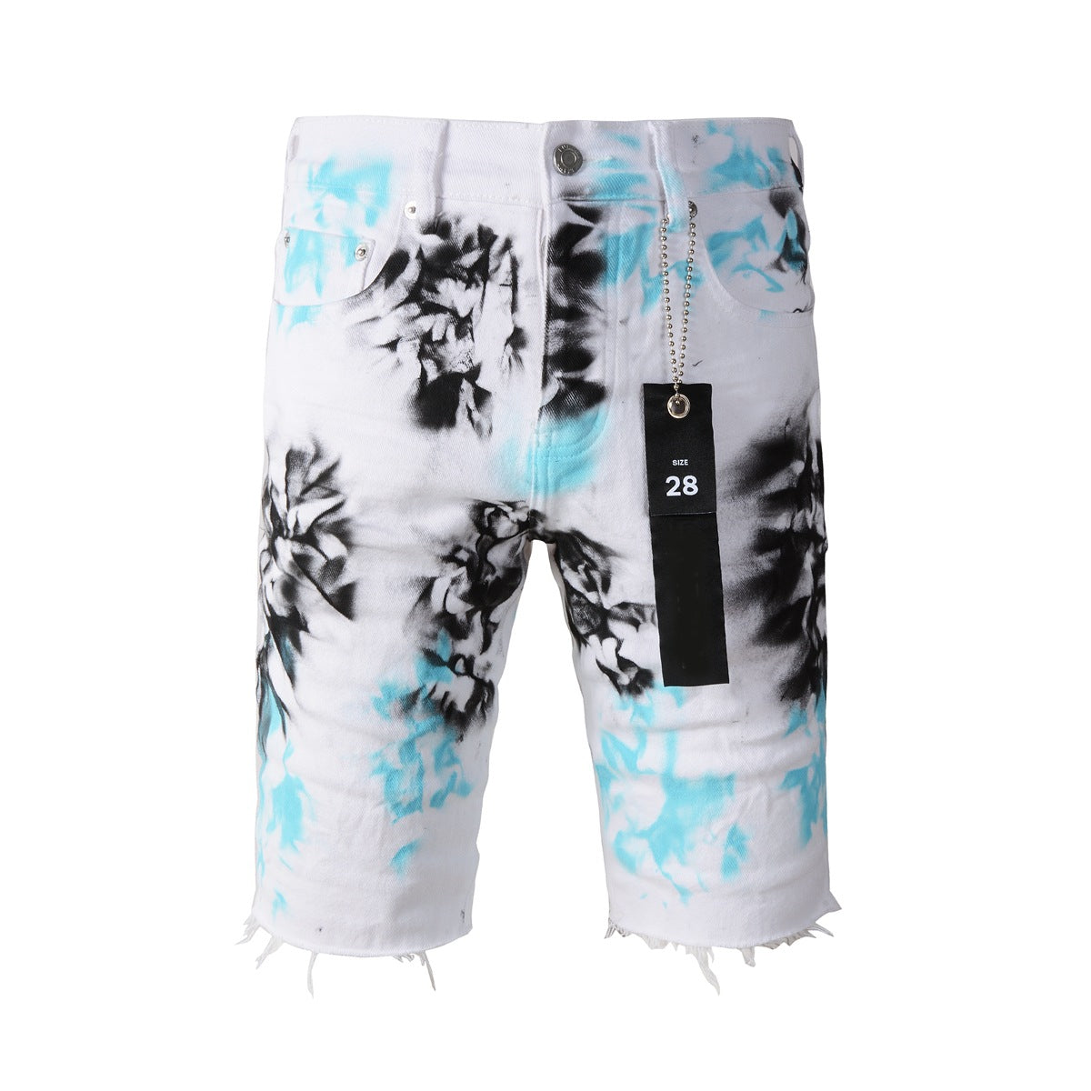 Purple Jeans White Tie-Dye Printed Jean Shorts 5065 with a Stylish and Unique Design