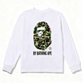 BAPE Style "BY BATHING APE" Camo Ape Head Long-Sleeve Tee - White/Green
