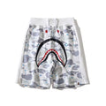 BAPE Style Space Galaxy Camo Shark Casual Shorts - Light Grey/White