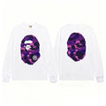 BAPE Style Big Camo Ape Head Long-Sleeve Tee - White/Purple