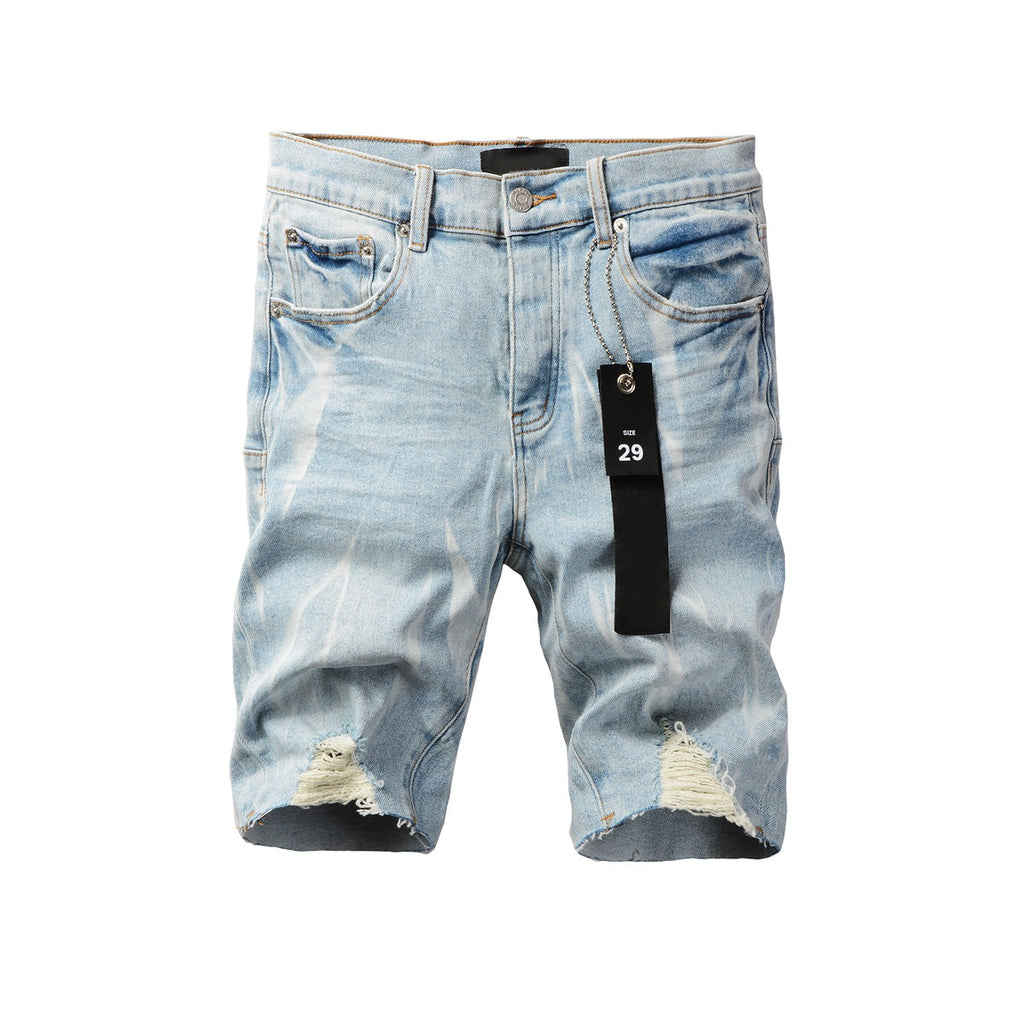 Purple Jeans Blue Distressed Jean Shorts 5069 with Trendy Ripped Details