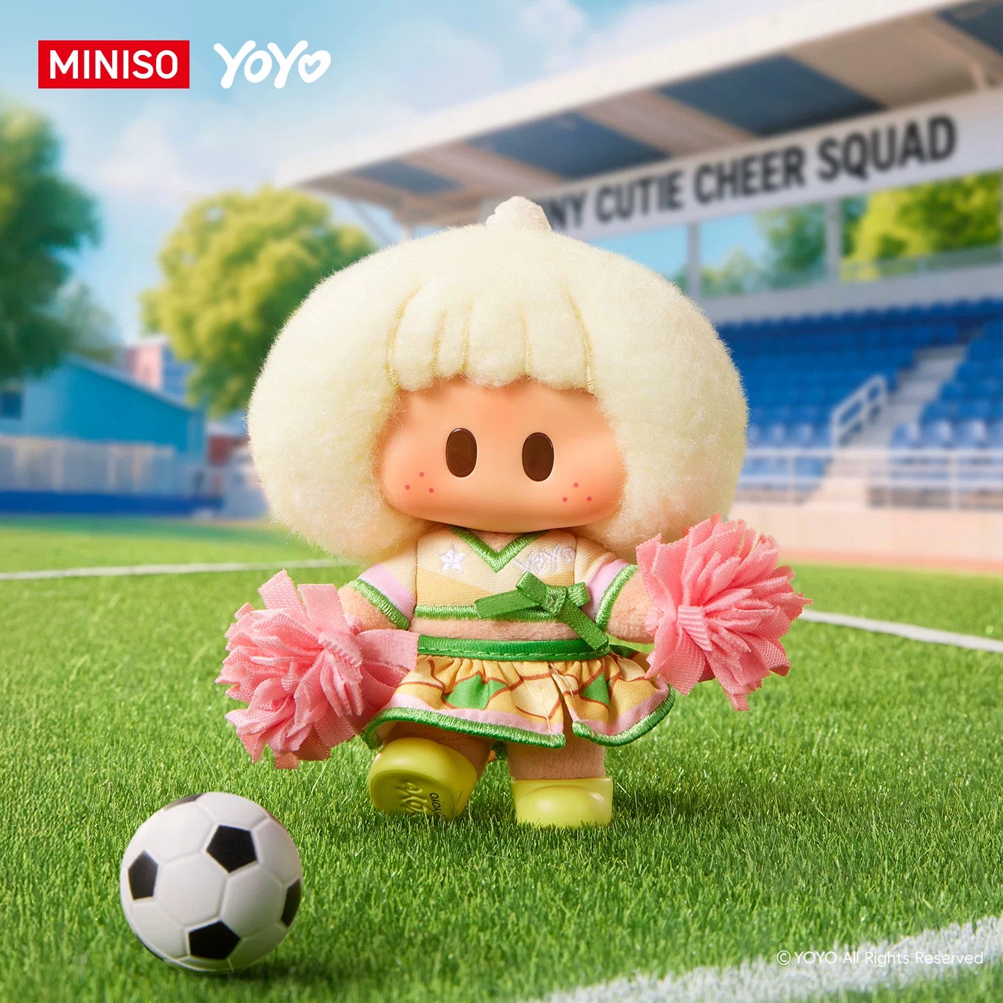 MINISO YOYO CHEER UP Cute Power Fully Open Series Vinyl Plush Hanging Card Pendant Gift