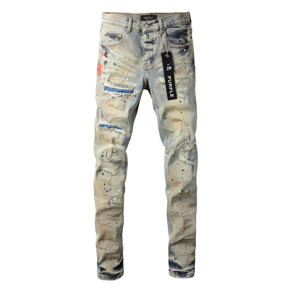 Purple Jeans Stylish Black Distressed Jeans 9071 with Trendy Ripped Details