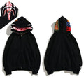 BAPE Style Solid Black Shark Full-Zip Hoodie - Camo Interior