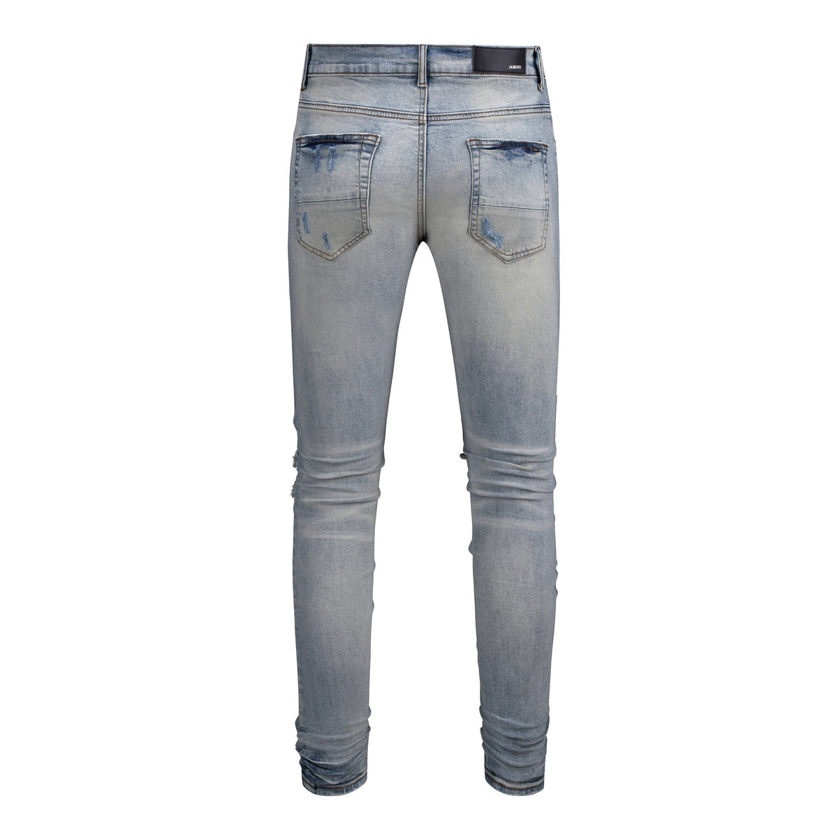 Purple Jeans Men's Slim Fit Black Jeans with Street Style Patches, Vintage Wash, and Ripped Details 6848
