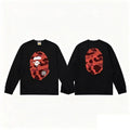 BAPE Style Big Camo Ape Head Long-Sleeve Tee - Black/Red