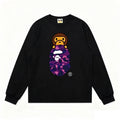 BAPE Style Baby Milo Peeking on Camo Ape Head Long-Sleeve Tee - Black/Purple