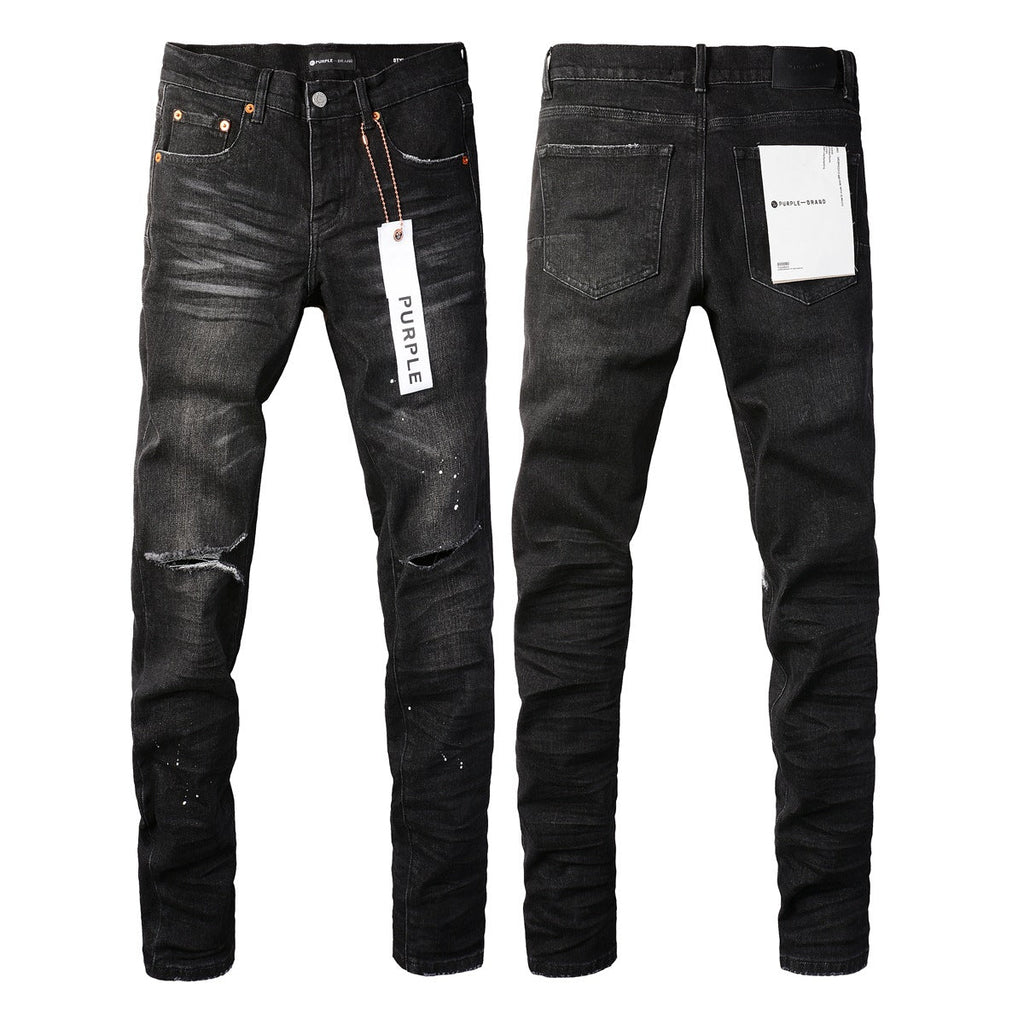 Purple Jeans Black New Mens Personality Fashion Ripped Jeans 9035