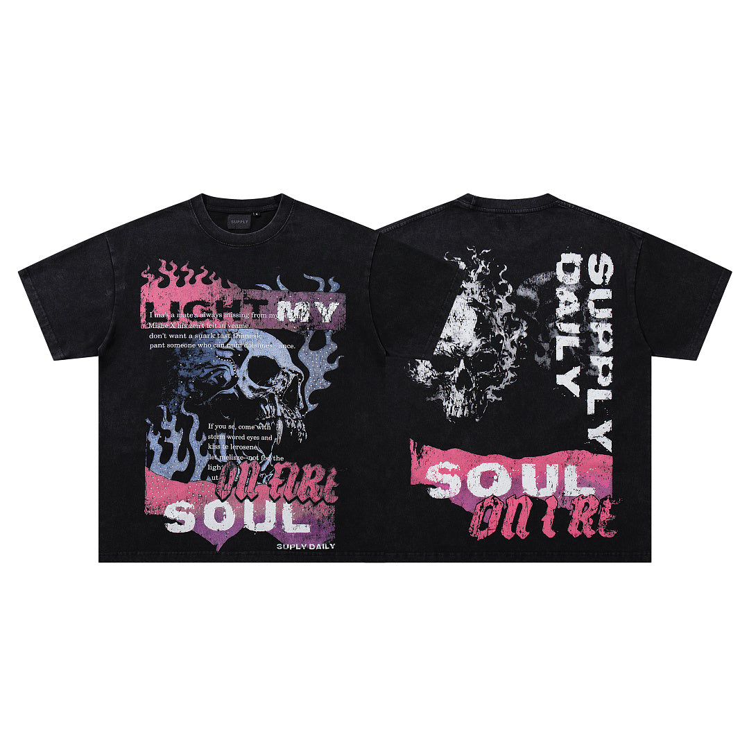 SUPPLY Soul On Fire Boxy Black T‑Shirt