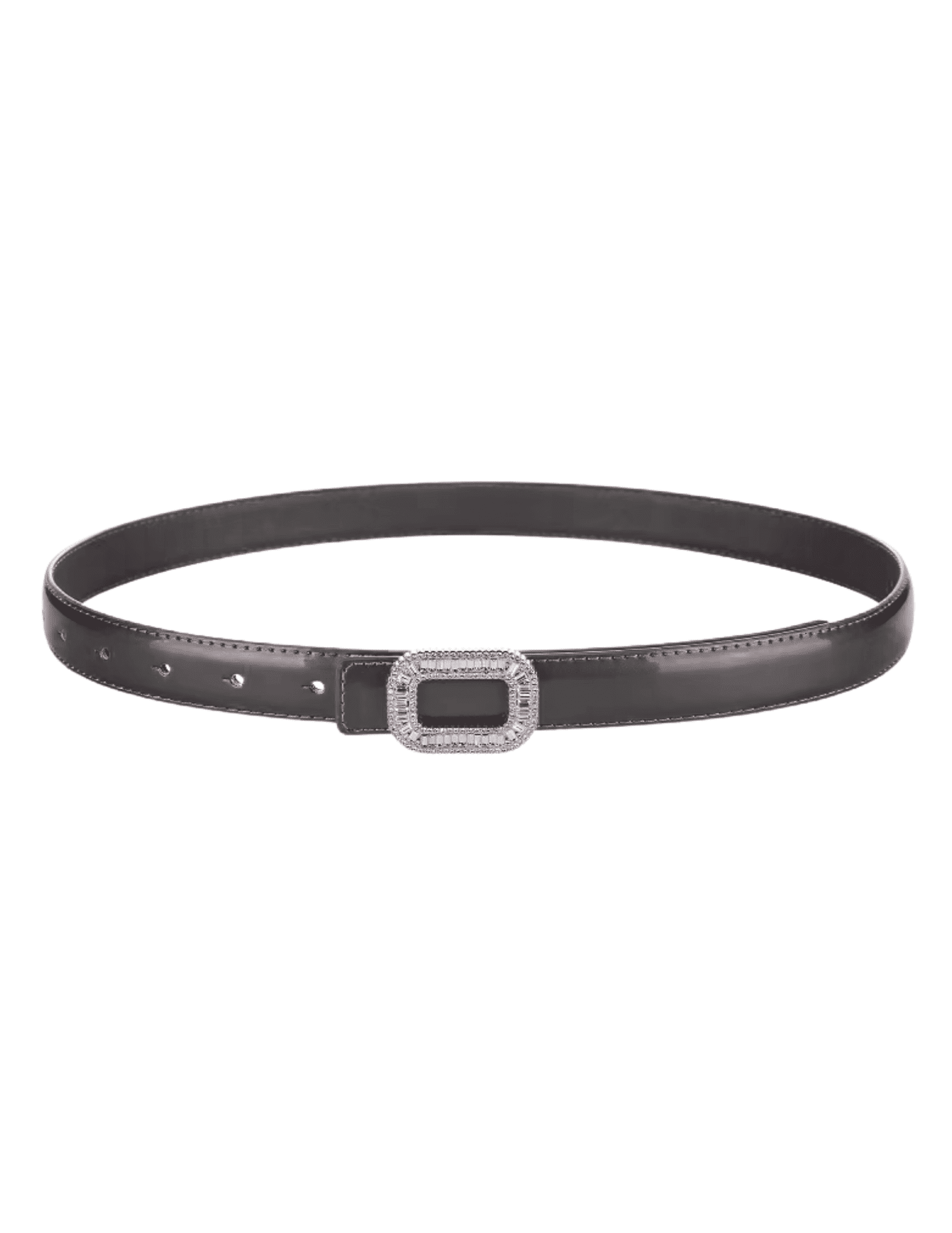 Fleur de Camélia Stella Leather Embellished Belt in Black
