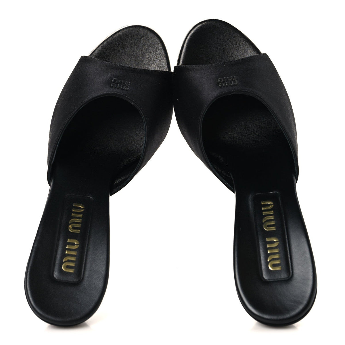 Satin Logo Sandals 38 Black