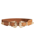 Austin Blaze Double Buckle Stretch Belt in Camel